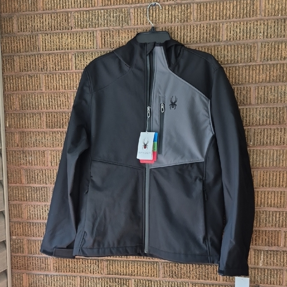 Spyder Black and Gray Performance Jacket with Color-Blocking Design
